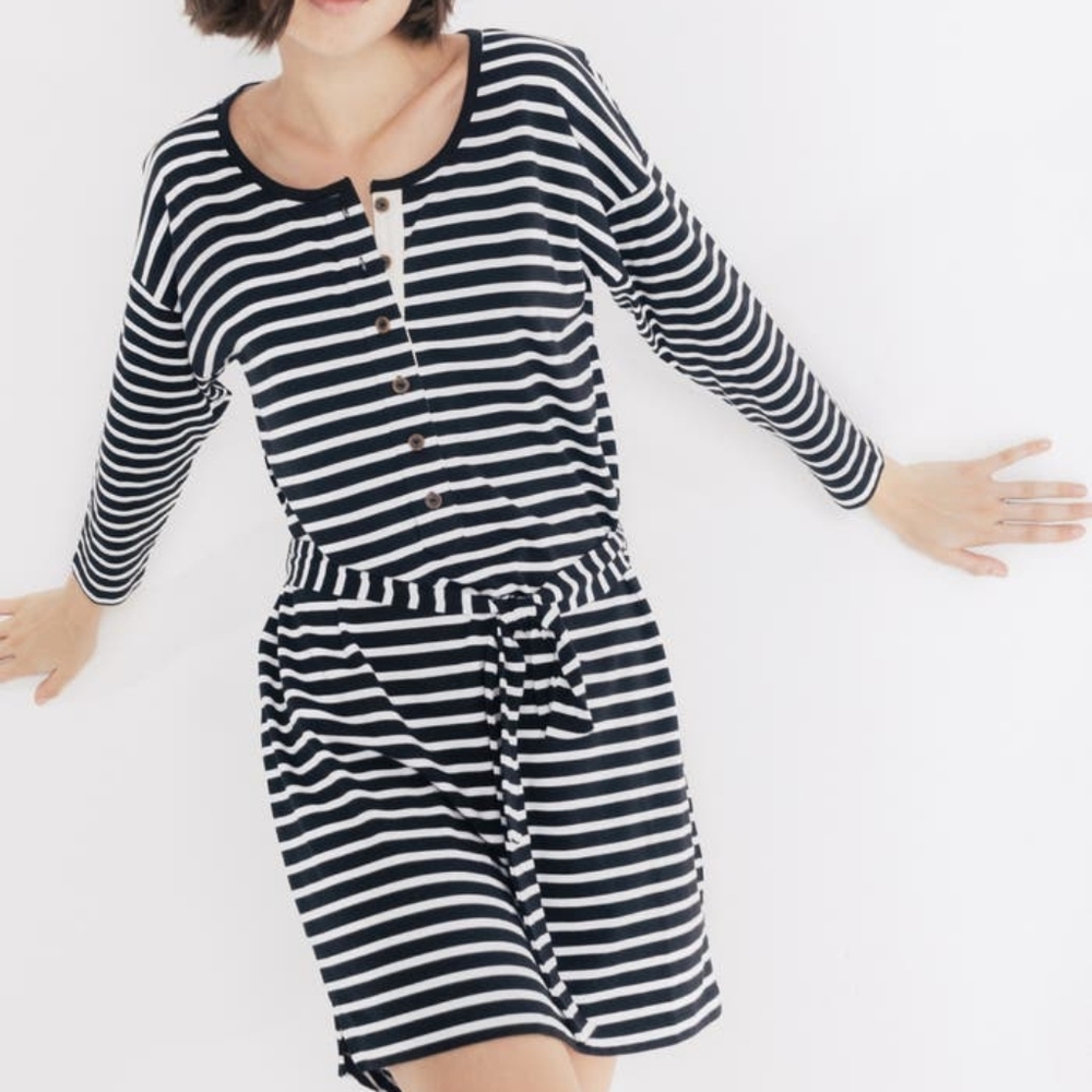 Sanctuary Henley Striped Nautical Stripes T-shirt Dress